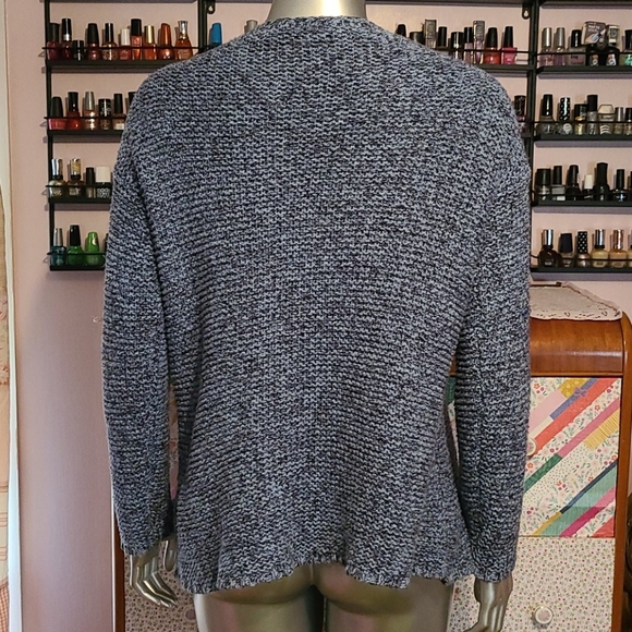 Chunky blue light dark sweater v neck pullover cozy warm medium comfy winter - Picture 5 of 7